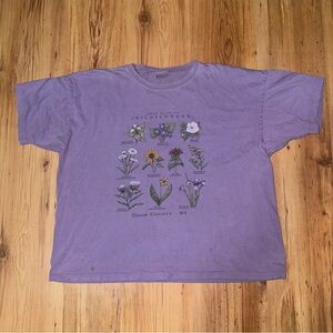 VTG Harborside Graphics Purple Lilac Wildflower DoubleStitch Shirt XL Nature 90s